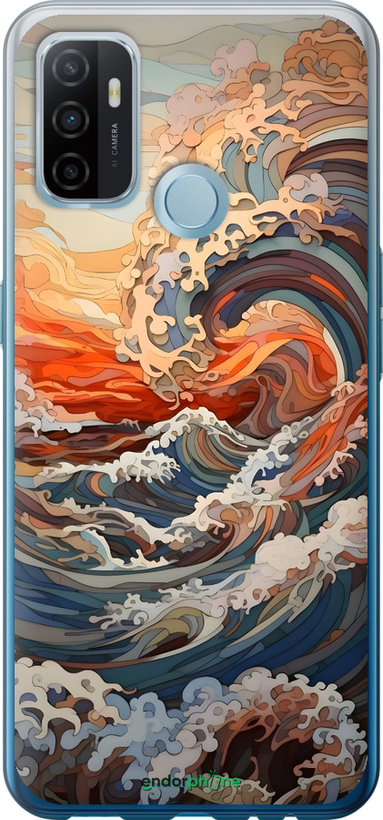 Силиконовый чехол Арт волны для Oppo A53 - 6324u-568 изображение 