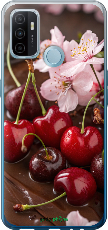 Силіконовий чехол Вишня у шоколаді для Oppo A53 - 6698u-568 изображение 