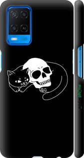 3D пластиковый матовый чехол С изображением кота и черепа для Oppo A54 - 6491m-2306 изображение 