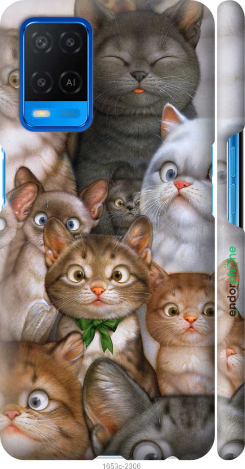 

3D пластиковий матовий чохол "Коти" для Oppo A54