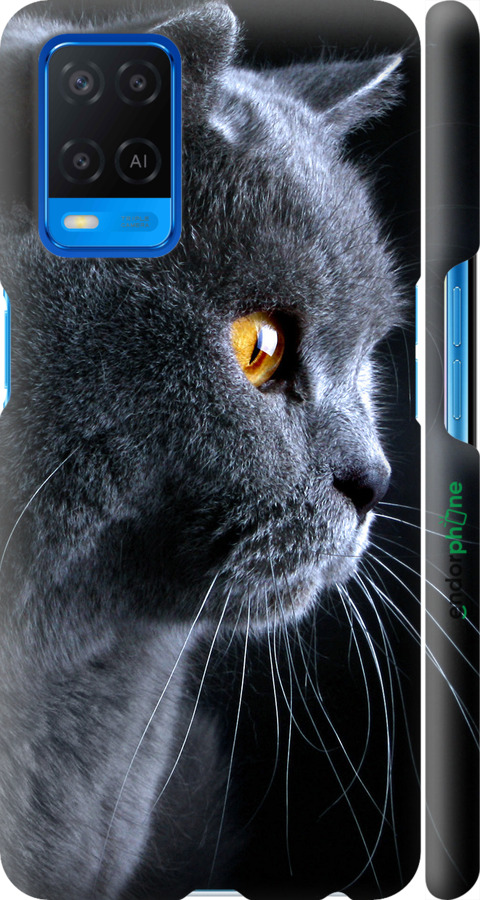 

3D пластиковий матовий чохол "Гарний кіт" для Oppo A54, Чорний