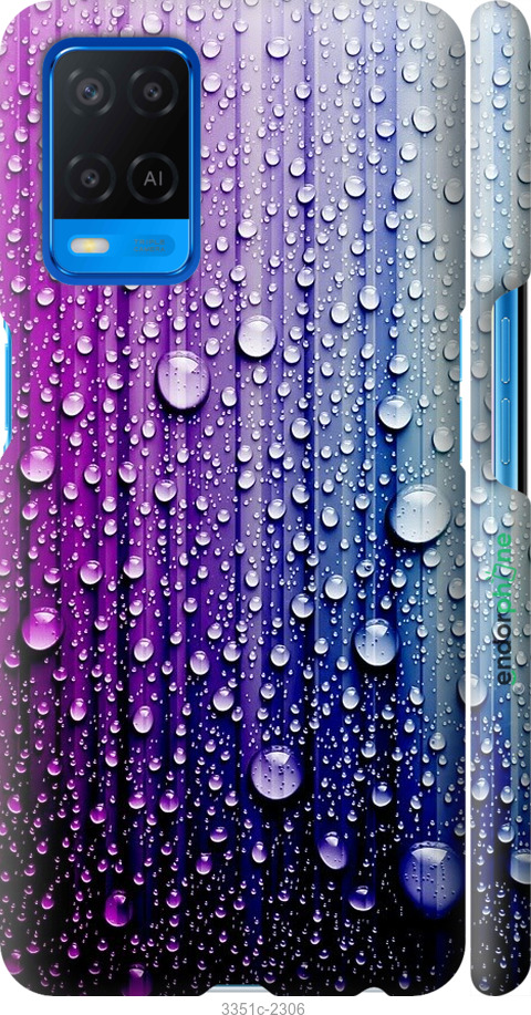 

3D пластиковий матовий чохол "Краплини води" для Oppo A54, Синій