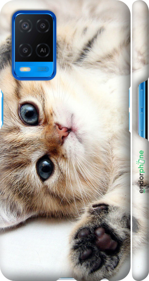 3D пластиковий матовий чехол Котик для Oppo A54 - 6024m-2306 изображение 