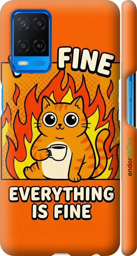 3D пластиковий матовий чехол Funny Cat для Oppo A54 - 6786m-2306 изображение 