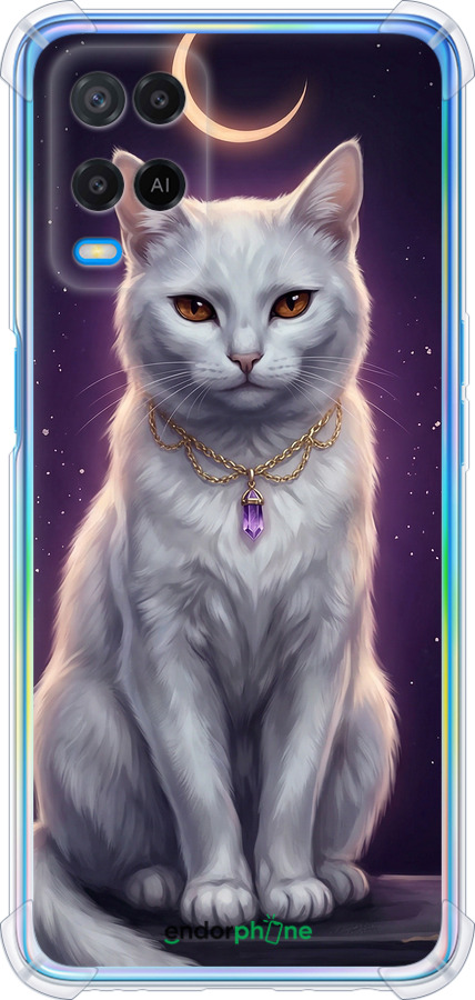 Силіконовий протиударний с посиленими кутами чехол Mystic White Cat Gothic Dark Purple Gold для Oppo A54 - 6805sp-2306 изображение 