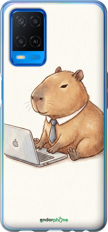 2D пластиковый чехол Funny Capybara CEO Working для Oppo A54 - 6777t-2306 изображение 