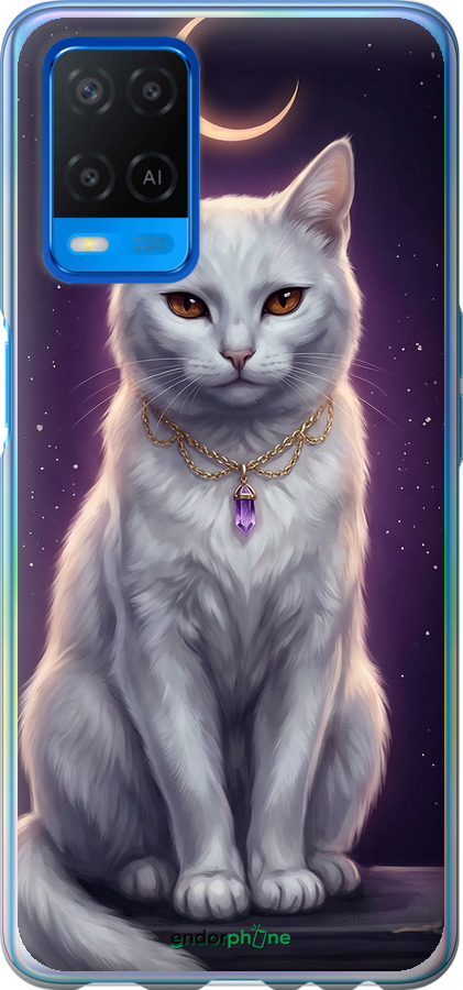 Силіконовий чехол Mystic White Cat Gothic Dark Purple Gold для Oppo A54 - 6805u-2306 изображение 