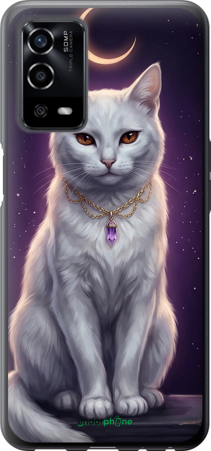 Силіконовий чехол Mystic White Cat Gothic Dark Purple Gold для Oppo A55 - 6805u-2273 изображение 