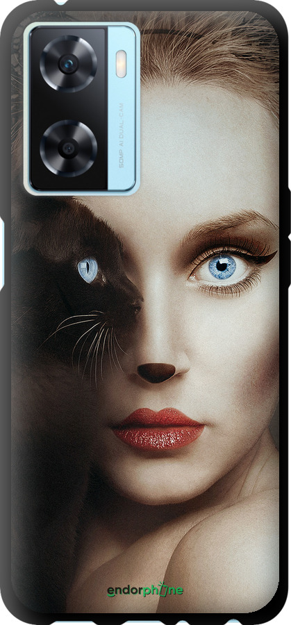 TPU чехол Взгляд женщины и кошки для Oppo A57s - 4041b-2931 изображение 