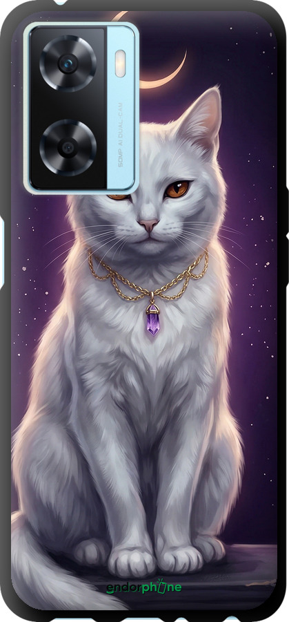 TPU чехол Mystic White Cat Gothic Dark Purple Gold для Oppo A57s - 6805b-2931 изображение 