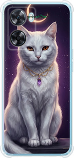 Силикон с усиленными углами чехол Mystic White Cat Gothic Dark Purple Gold для Oppo A57s - 6805sp-2931 изображение 