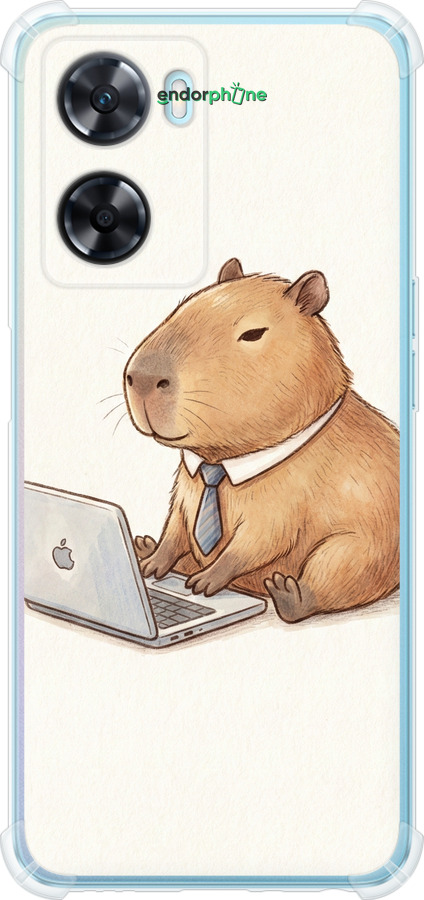 Силіконовий протиударний с посиленими кутами чехол Funny Capybara CEO Working для Oppo A57s - 6777sp-2931 изображение 