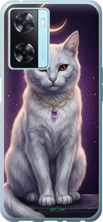 Силиконовый чехол Mystic White Cat Gothic Dark Purple Gold для Oppo A57s - 6805u-2931 изображение 