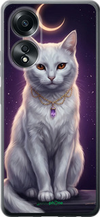 Силиконовый чехол Mystic White Cat Gothic Dark Purple Gold для Oppo A58 4G - 6805u-3184 изображение 