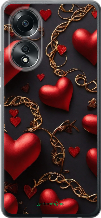 Силіконовий чехол Сердечки для Oppo A58 4G - 5831u-3184 изображение 