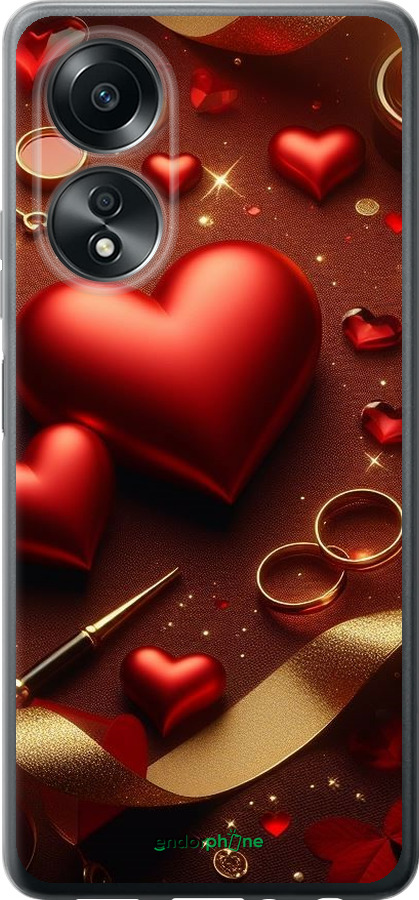 Силиконовый чехол Сердечки v3 для Oppo A58 4G - 5833u-3184 изображение 
