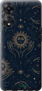 Силиконовый чехол Celestial Harmony: Sun & Moon Gold Mystic Pattern для Oppo A78 5G - 6778u-3169 изображение 