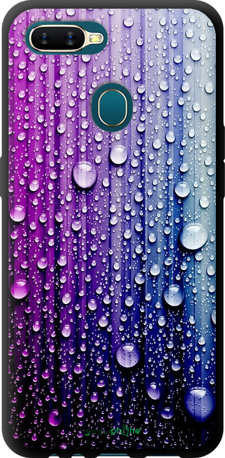 

TPU чорний чохол "Краплини води" для Oppo A5S, Синій