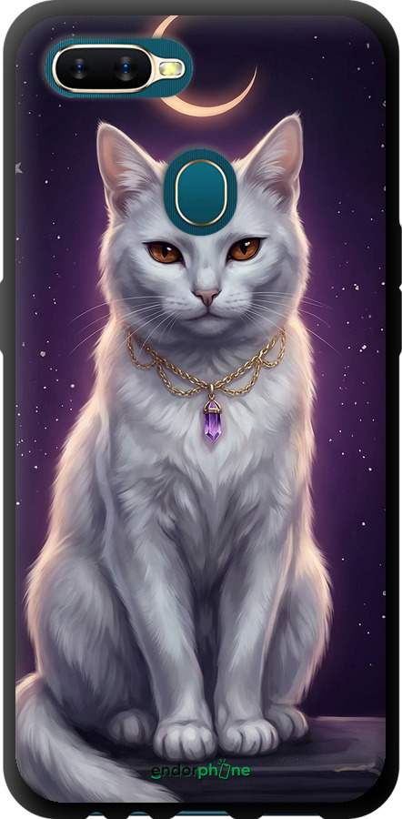 TPU чехол Mystic White Cat Gothic Dark Purple Gold для Oppo A12 - 6805b-2557 изображение 