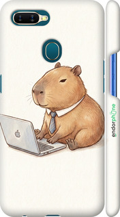 3D пластиковый матовый чехол Funny Capybara CEO Working для Oppo A5S - 6777m-1892 изображение 