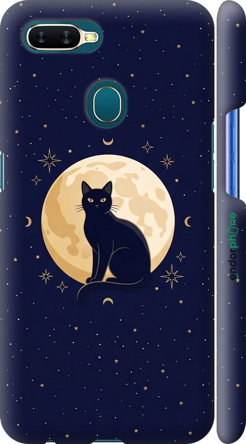 3D пластиковый матовый чехол Cute Cat Celestial/Witchy для Oppo A5S - 6787m-1892 изображение 