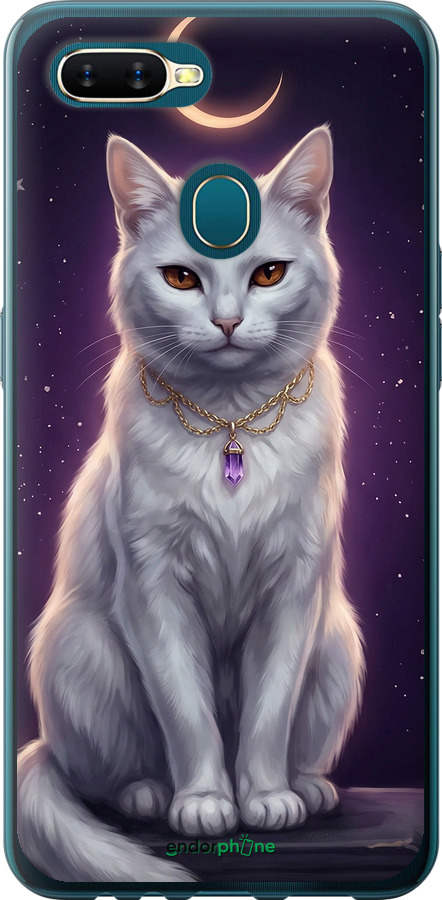 2D пластиковый чехол Mystic White Cat Gothic Dark Purple Gold для Oppo A5S - 6805t-1892 изображение 