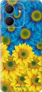 Силиконовый чехол Жёлто-голубые цветы для Oppo A5X 4G/5G - 1048u-4090 изображение 