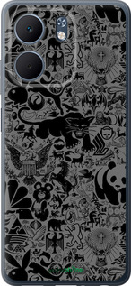 Силіконовий чехол Чорно-сірий стікер бомбінг для Oppo A5X 4G/5G - 2432u-4090 изображение 