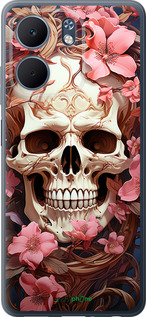 Силіконовий чехол Череп у рожевих квітах для Oppo A5X 4G/5G - 5965u-4090 изображение 