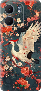 Силиконовый чехол Сакура и аист для Oppo A5X 4G/5G - 6108u-4090 изображение 