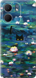 Силиконовый чехол із зображенням водяних лілій та кішок для Oppo A5X 4G/5G - 6257u-4090 изображение 