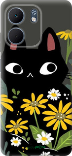 Силиконовый чехол Черный кот с цветами для Oppo A5X 4G/5G - 6448u-4090 изображение 
