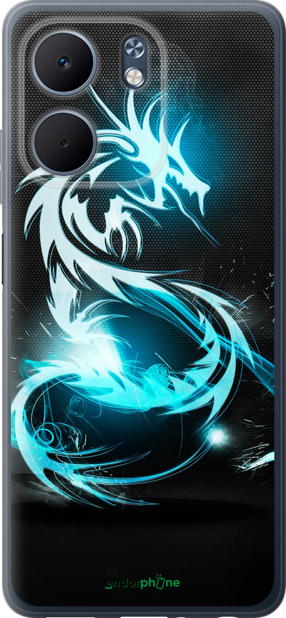 Силиконовый чехол Бело-голубой огненный дракон для Oppo A5X 4G/5G - 113u-4090 изображение 