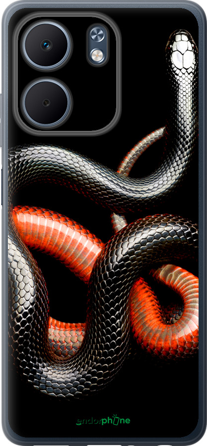 Силиконовый чехол Красно-черная змея на черном фоне для Oppo A5X 4G/5G - 4063u-4090 изображение 