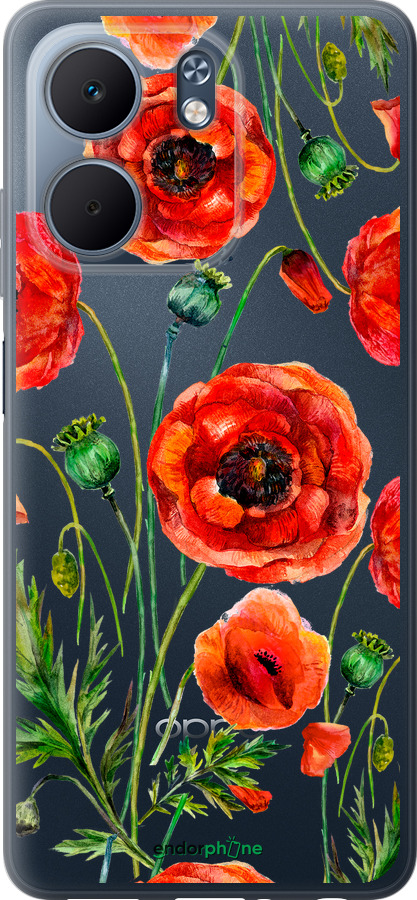 Силіконовий чехол Намальовані маки для Oppo A5X 4G/5G - 4278u-4090 изображение 