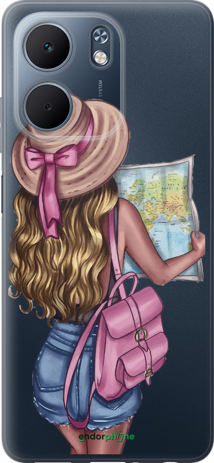 Силиконовый чехол Девушка с картой для Oppo A5X 4G/5G - 4704u-4090 изображение 