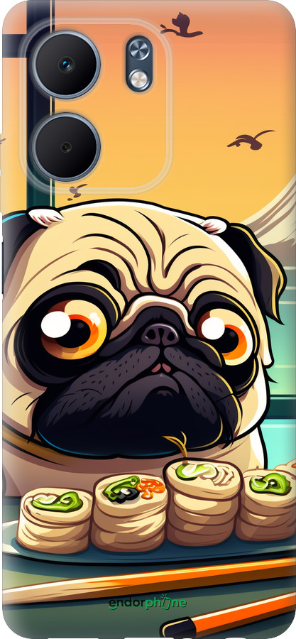 Силиконовый чехол Мопс и суши для Oppo A5X 4G/5G - 5588u-4090 изображение 
