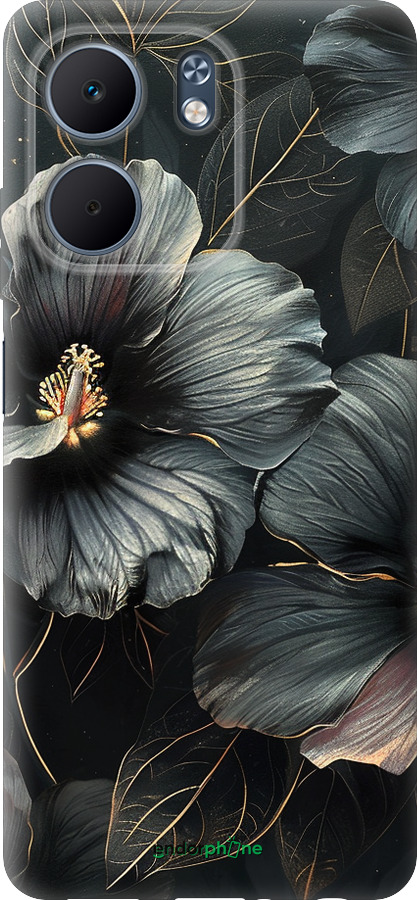 Силиконовый чехол Черные цветы для Oppo A5X 4G/5G - 6031u-4090 изображение 