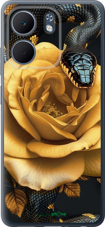 Силиконовый чехол Black snake and golden rose для Oppo A5X 4G/5G - 6068u-4090 изображение 