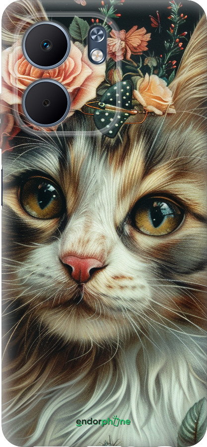 Силиконовый чехол Cats and flowers для Oppo A5X 4G/5G - 6069u-4090 изображение 