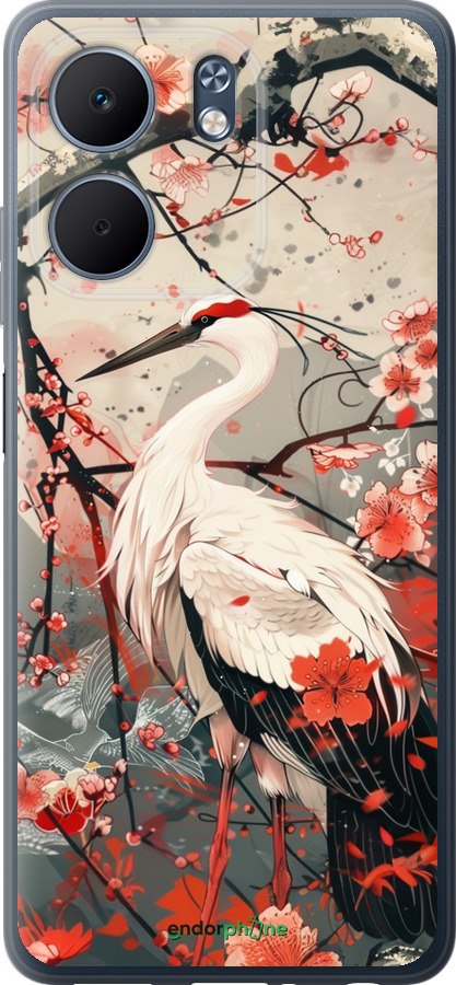 Силиконовый чехол Аист в цвету сакуры для Oppo A5X 4G/5G - 6109u-4090 изображение 