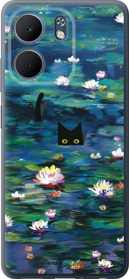 Силиконовый чехол із зображенням водяних лілій та кішок для Oppo A5X 4G/5G - 6257u-4090 изображение 