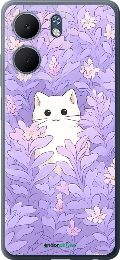 Силиконовый чехол Котик в цветах для Oppo A5X 4G/5G - 6390u-4090 изображение 