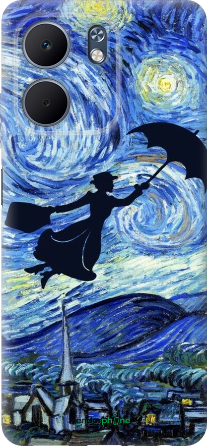Силиконовый чехол С изображением Мэри Поппинс «Звездная ночь» для Oppo A5X 4G/5G - 6487u-4090 изображение 