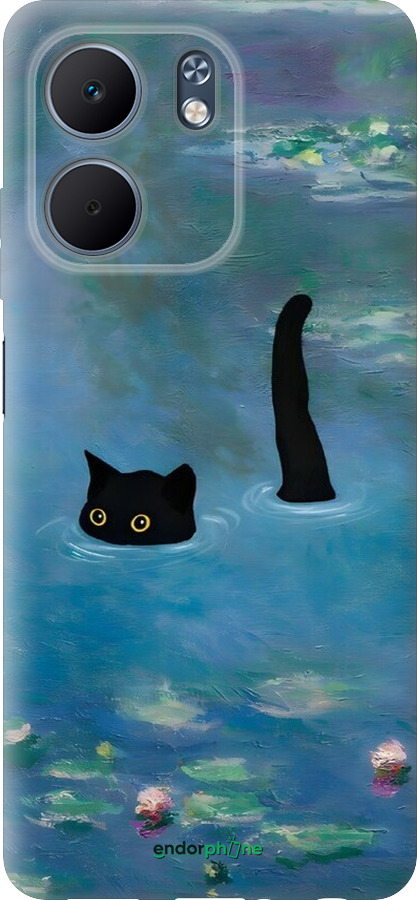 Силіконовий чехол Із зображенням кота та водяної лілії Monet для Oppo A5X 4G/5G - 6519u-4090 изображение 
