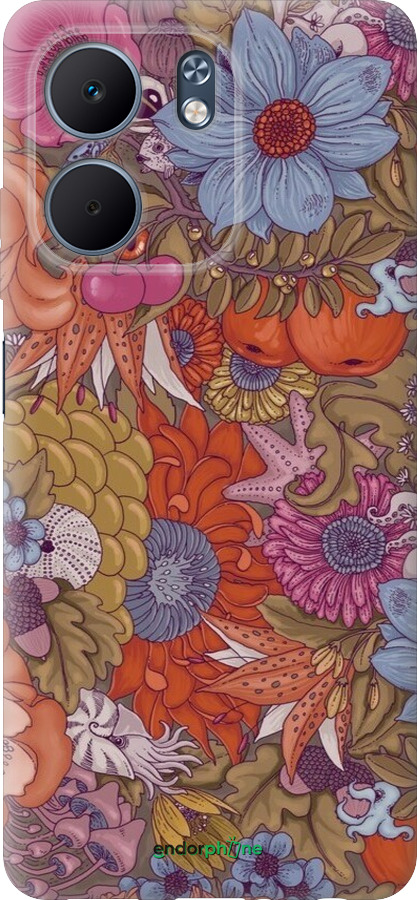 Силиконовый чехол Абстрактные цветы для Oppo A5X 4G/5G - 6526u-4090 изображение 