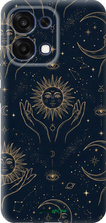 Силиконовый чехол Celestial Harmony: Sun & Moon Gold Mystic Pattern для Oppo A6 Pro 4G - 6778u-4229 изображение 