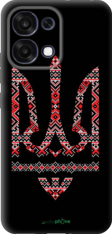 Силиконовый чехол Герб - вышиванка на черном фоне для Oppo A6 Pro 4G - 1196u-4229 изображение 