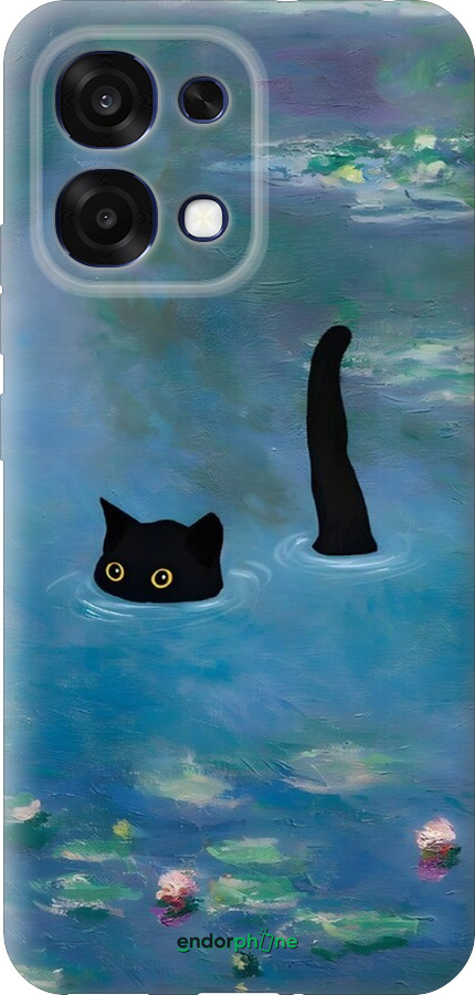 Силиконовый чехол С изображением кота и водяной лилии Monet для Oppo A6 Pro 4G - 6519u-4229 изображение 