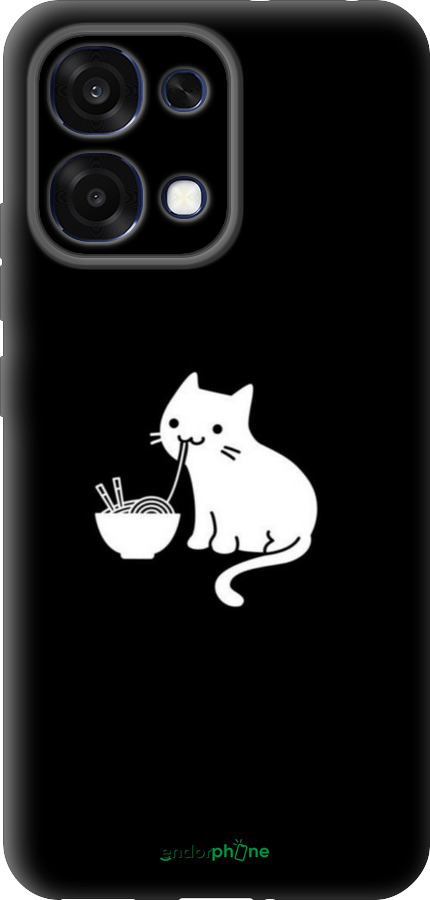 Силиконовый чехол С милым котом на черном фоне для Oppo A6 Pro 4G - 6528u-4229 изображение 